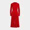 Polo Ralph Lauren Jumper-bodice Long-sleeve Dress In Red