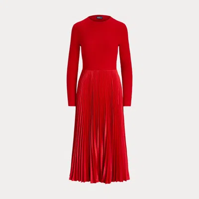 Polo Ralph Lauren Jumper-bodice Long-sleeve Dress In Red