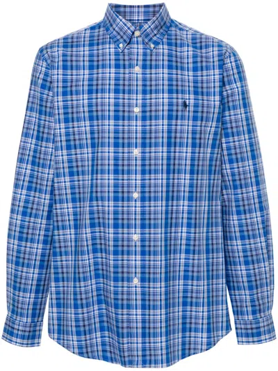 Polo Ralph Lauren Cotton Blend Slim Fit Button Down Shirt In Blue