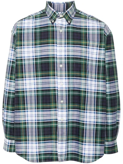 Polo Ralph Lauren Button-down Collar Logo-embroidered Checked Cotton Oxford Shirt In Green