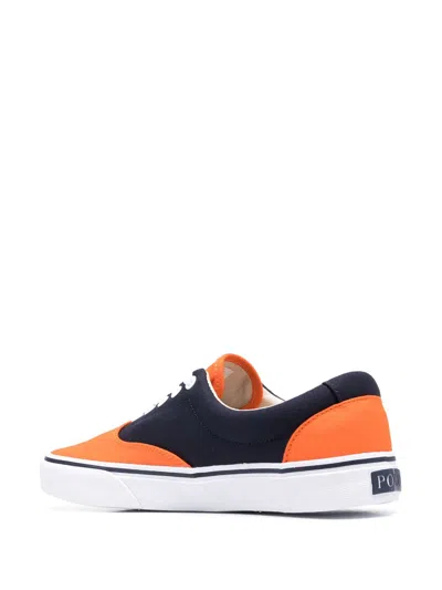 Polo Ralph Lauren Panelled Lace-up Sneakers In Orange