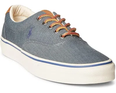 Polo Ralph Lauren Keaton Sneaker Men's Denim Blue Herringbone Shoes Zpo3973
