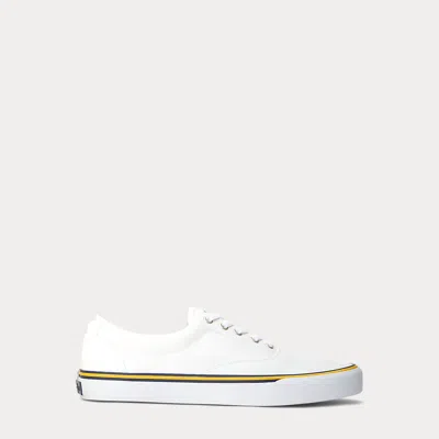 Polo Ralph Lauren Keaton Washed Canvas Trainer In White
