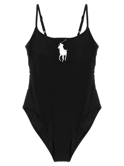 Polo Ralph Lauren Kennedy Pony-embroidery Swimsuit In Black