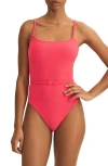 Polo Ralph Lauren Kennedy Belted One-piece Swimsuit In Coral