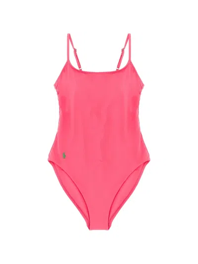 Polo Ralph Lauren Kennedy Swimsuit Scoop Neck High Leg In Pink