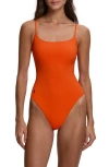 Polo Ralph Lauren Kennedy Low Back One-piece Swimsuit In Orange