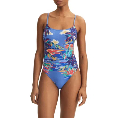 Polo Ralph Lauren Kennedy One-piece Swimsuit In Multi Blue