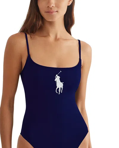 Polo Ralph Lauren Big Pony One-piece Swimsuit In Blue
