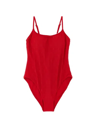 Polo Ralph Lauren Kennedy Scoop Neckline One Piece Swimsuit In Red