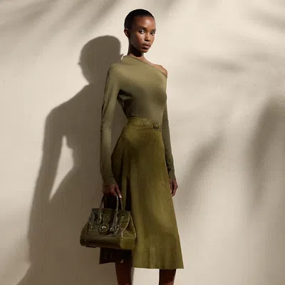 POLO RALPH LAUREN KENSLEY PERFORATED LAMB-SUEDE SKIRT
