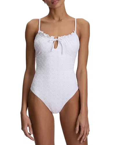 Polo Ralph Lauren Keyhole Lingerie One Piece Swimsuit In White