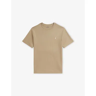 Polo Ralph Lauren Kids' Classic Khaki/c8167 Boys' Logo-embroidered Short-sleeve Cotton T-shirt In Brown