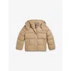 Polo Ralph Lauren Khaki Girls' Logo-embroidered Hooded Shell-down Puffer Jacket In Brown