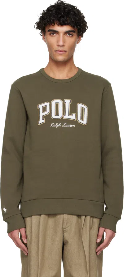 Polo Ralph Lauren Khaki Logo Fleece Sweatshirt In Green