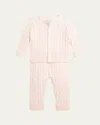 Polo Ralph Lauren Kid's Cotton Cable Knit Sweater & Pants Set In Morning Pink