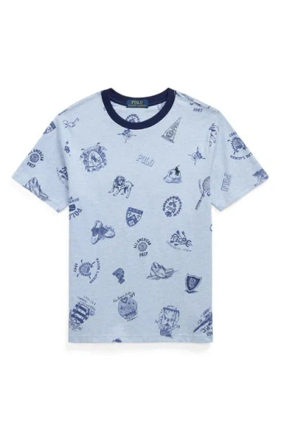 POLO RALPH LAUREN POLO RALPH LAUREN KID'S VARSITY PRINT COTTON RINGER T-SHIRT