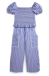 Polo Ralph Lauren Striped Cotton Top & Cropped Pant Set In Royal White