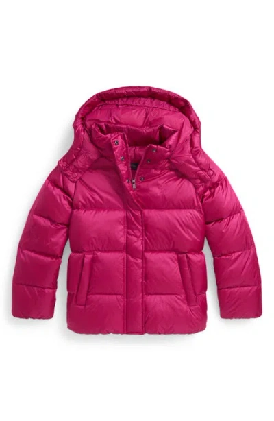Polo Ralph Lauren Kids' Animated Down Puffer Jacket With Removable Hood In Pink