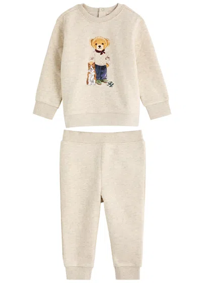 Polo Ralph Lauren Babies'  Kids Bear Printed Cotton-blend Tracksuit In Grey