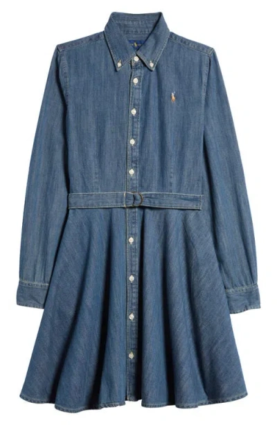 Polo Ralph Lauren Kids' Belted Denim Shirtdress In Navy