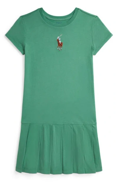POLO RALPH LAUREN POLO RALPH LAUREN KIDS' BIG PONY PLEATED DROP WAIST DRESS