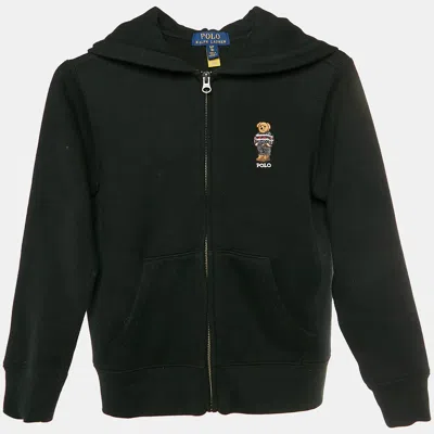 Pre-owned Polo Ralph Lauren Kids Black Cotton Knit Fleece Hoodie 8 Yrs
