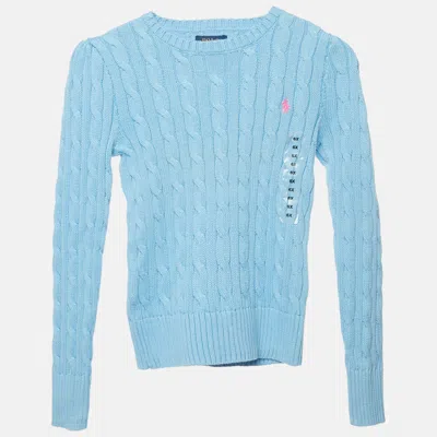 Pre-owned Polo Ralph Lauren Kids Blue Cable Knit Long Sleeve Sweater 6yrs