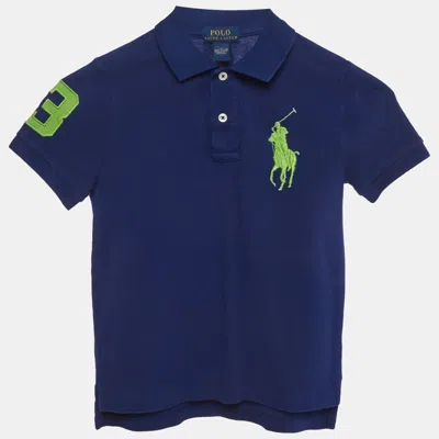 Pre-owned Polo Ralph Lauren Kids Blue Pique Knit Polo Shirt 6 Yrs