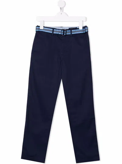 POLO RALPH LAUREN POLO RALPH LAUREN KIDS BOYS BLUE COTTON TROUSERS WITH BELT