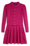 Polo Ralph Lauren Kids' Cable Knit Cardigan & Skirt Set In Red
