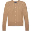 Polo Ralph Lauren Cable-knit Button-up Cardigan In Brown