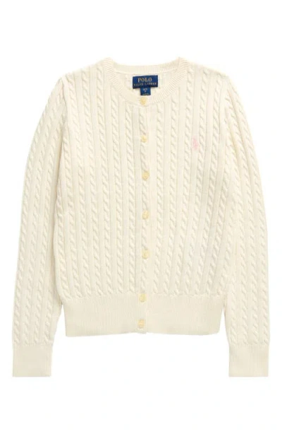 Polo Ralph Lauren Kids' Cable Knit Cotton Cardigan In Warm White