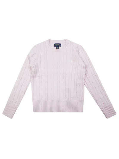 Polo Ralph Lauren Kids Cable Knit Crewneck Sweater Pullover In Pink