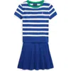 Polo Ralph Lauren Ralph Lauren Girls Striped Cable Knit Top And Skirt Set In Cruise Royal/belmont Pink