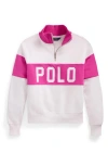 Polo Ralph Lauren Logo French Terry Quarter-zip Pullover In Belmont Pink