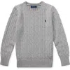 Polo Ralph Lauren Kids' Cotton Cable Knit Crewneck Sweater In Burgundy