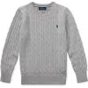 Polo Ralph Lauren Kids' Cotton Cable Knit Crewneck Sweater In Andover Heather/c7932