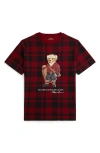 Polo Ralph Lauren Polo Bear Checked Cotton Jersey T-shirt In Brown