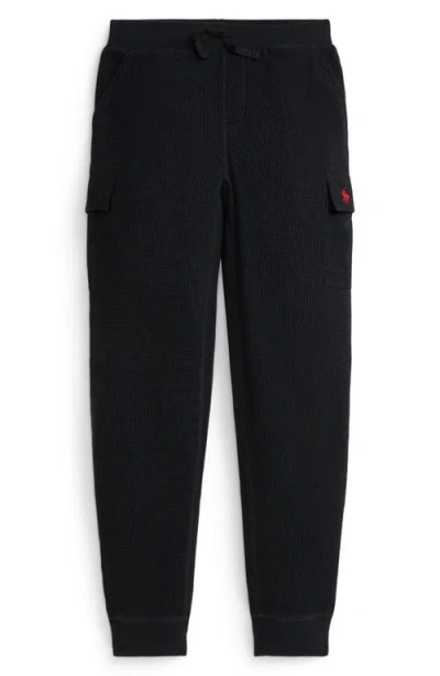 Polo Ralph Lauren Kids' Cotton Waffle Cargo Joggers In Black