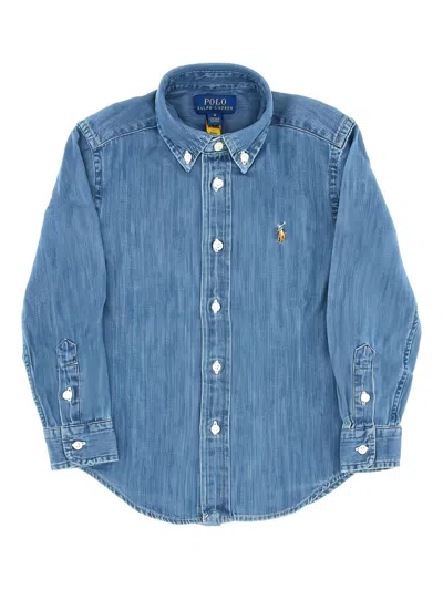 Polo Ralph Lauren Kids Denim Shirt With Embroid In Blue