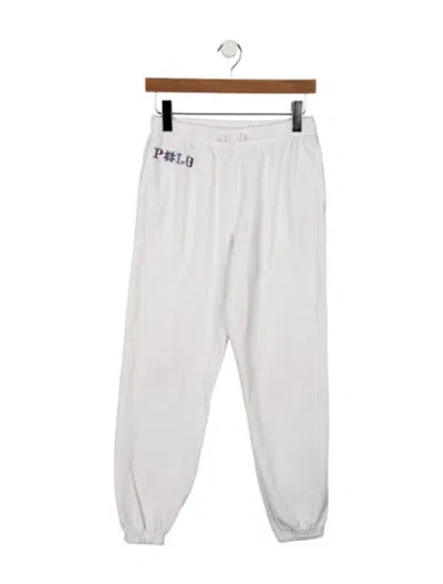 Pre-owned Polo Ralph Lauren Kids' Embroidered Jogger Sweatpants In White
