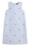 Polo Ralph Lauren Polo Pony Cotton Oxford Dress In Blue Hyacinth