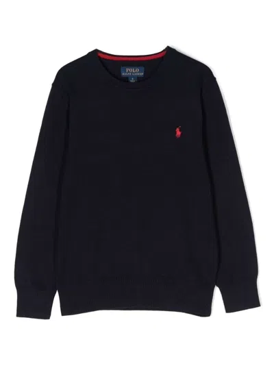Polo Ralph Lauren Kids' Cotton Crewneck Jumper In Blue