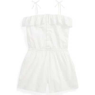 Polo Ralph Lauren Kids' Eyelet Embroidery Cotton Romper In White