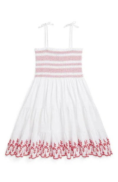 POLO RALPH LAUREN POLO RALPH LAUREN KIDS' EYELETTE STRIPE SUNDRESS
