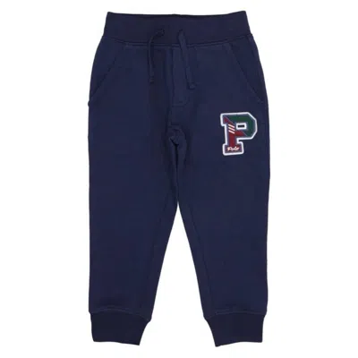 Polo Ralph Lauren Kids Fleece Letterman Joggers In Black