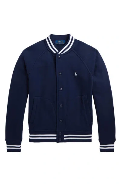 Polo Ralph Lauren Kids' Fleece Snap-up Jacket In Blue