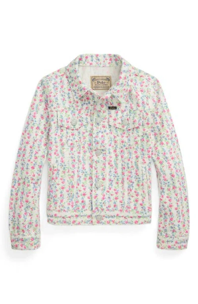 Polo Ralph Lauren Kids' Toddler And Little Girls Floral Canvas Trucker Jacket In Plato Green