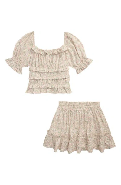 POLO RALPH LAUREN POLO RALPH LAUREN KIDS' FLORAL COTTON TIERED TOP & SKIRT SET